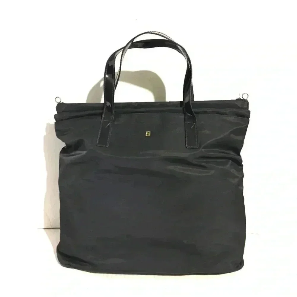Fendi vintage black nylon satchel handbag